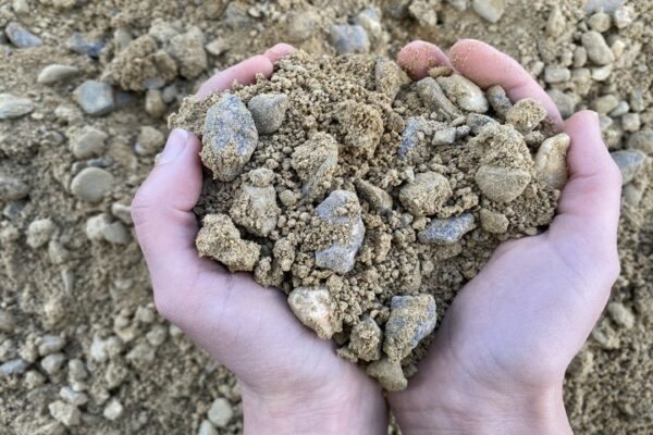 A handful of gravelly soil